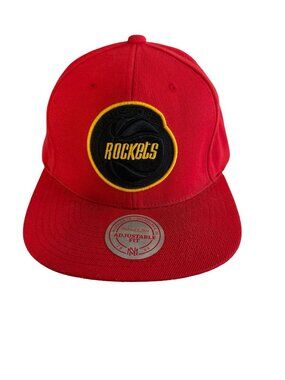 Mitchell & Ness Houston Rockets Snapback Hat Red Adjustable NBA Hardwood Classic